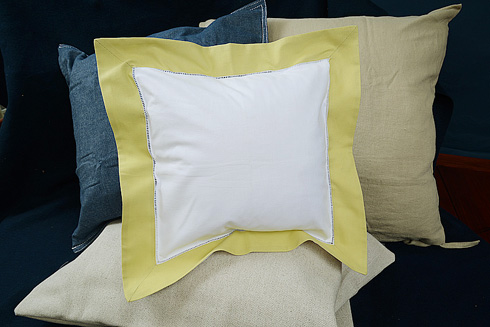 Square Hemstitch Baby Pillow with Chandannoy Green color 12" SQ. - Click Image to Close